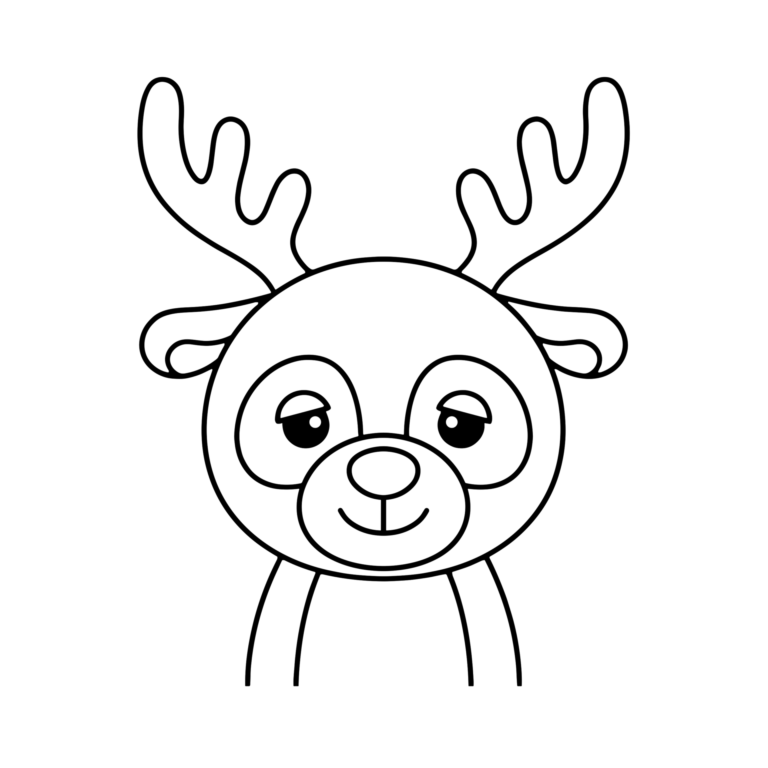 トナカイのイラスト（線画）｜壁面かざり用・背景透過PNG