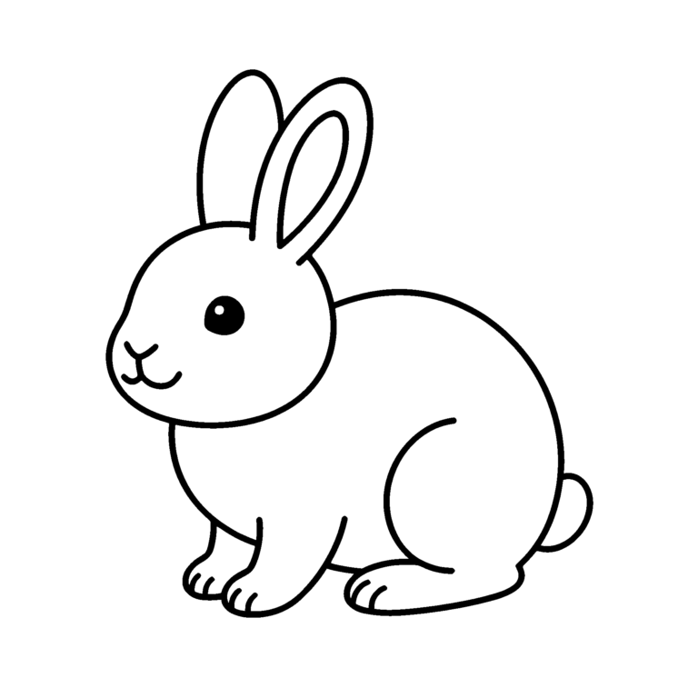 月見うさぎのイラスト（線画）｜壁面かざり用・背景透過PNG
