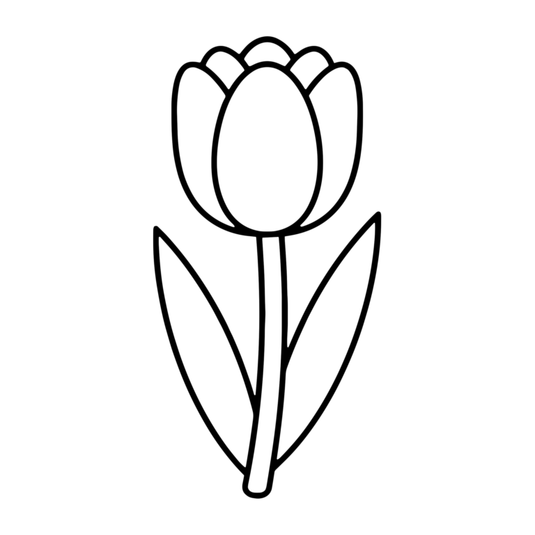 チューリップのイラスト（線画）｜壁面かざり用・背景透過PNG