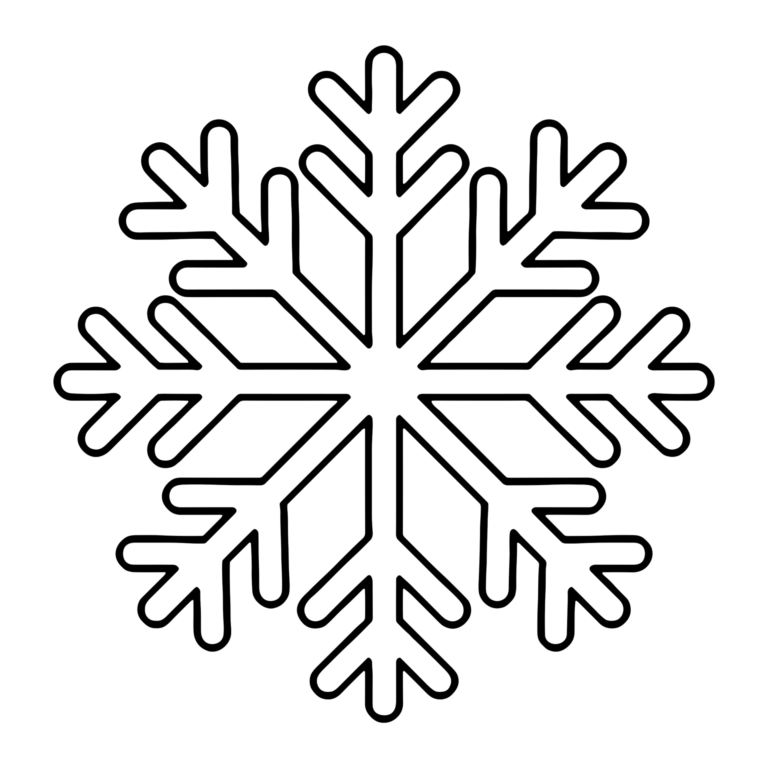 雪の結晶のイラスト（線画）｜壁面かざり用・背景透過PNG