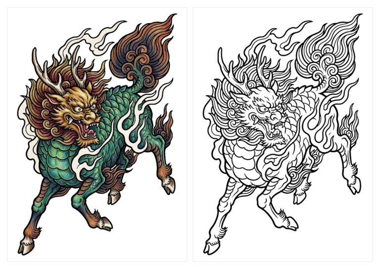 麒麟(きりん)の塗り絵