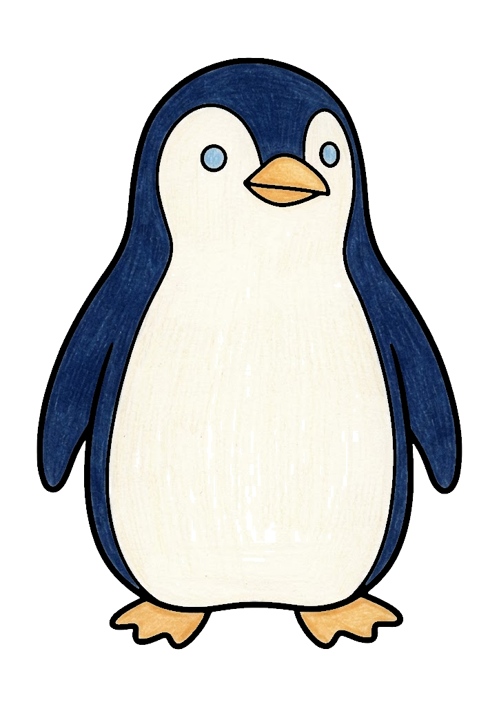 ペンギンの塗り絵(かわいい)のカラー見本