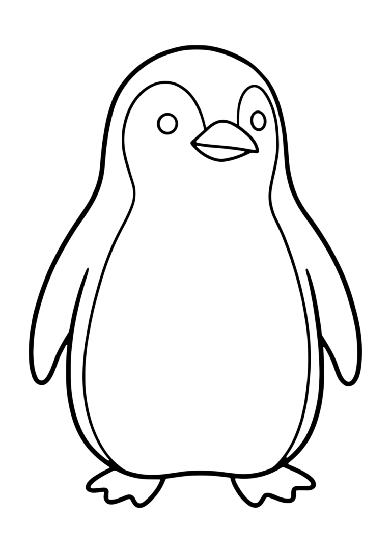 ペンギンの塗り絵(かわいい・白黒線画)
