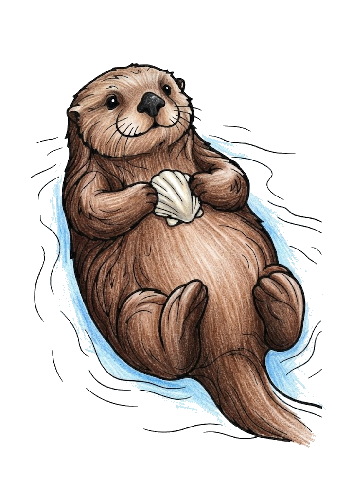 ラッコの塗り絵のカラー見本