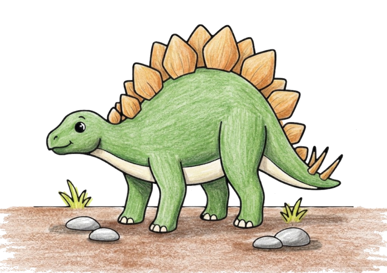ステゴサウルスの塗り絵のカラー見本
