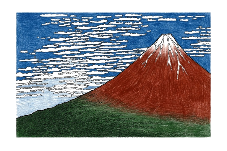 富嶽三十六景 凱風快晴の塗り絵イラスト