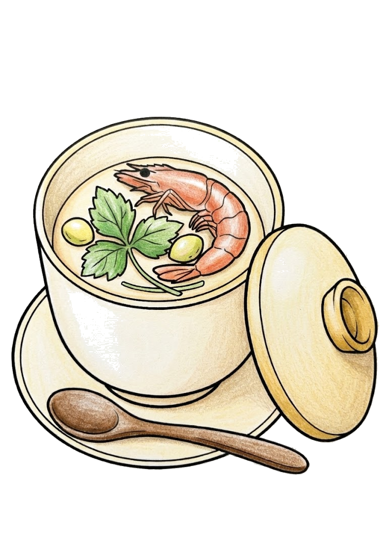 茶わんむしの塗り絵のカラー見本