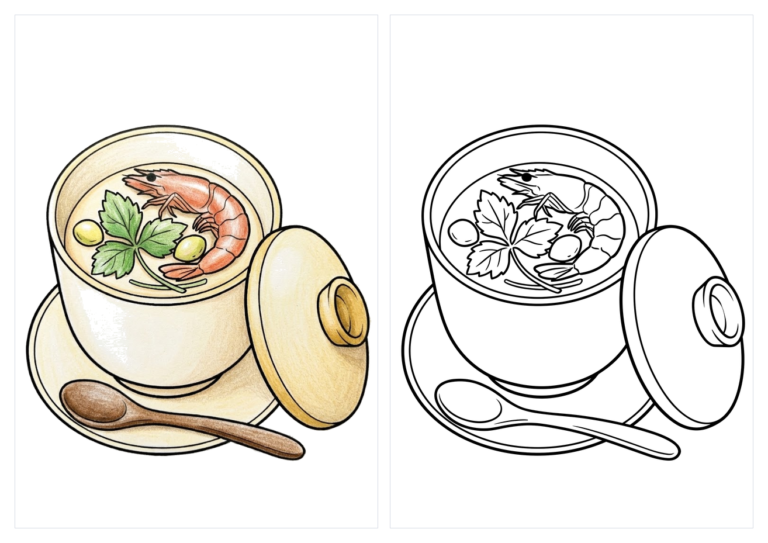茶わんむしの塗り絵