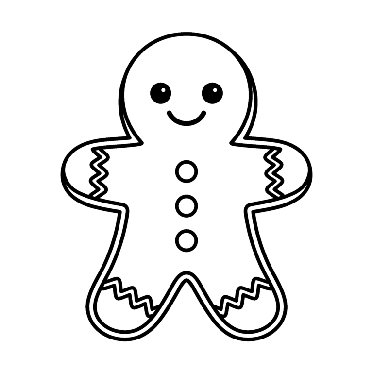 ジンジャーブレッドマンのイラスト（線画）｜壁面かざり用・背景透過PNG