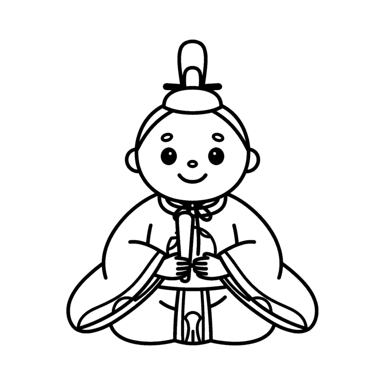 おだいりさまのイラスト（線画）｜壁面かざり用・背景透過PNG