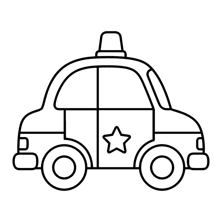 パトカーのイラスト（線画）｜壁面かざり用・背景透過PNG