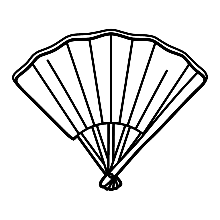 せんすのイラスト（線画）｜壁面かざり用・背景透過PNG