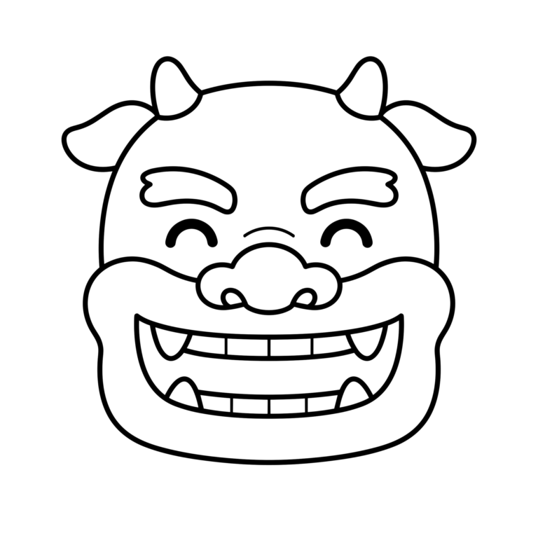 獅子舞のイラスト（線画）｜壁面かざり用・背景透過PNG