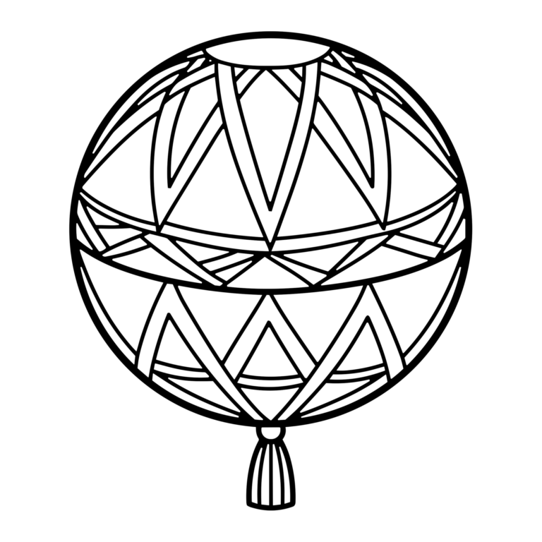 てまりのイラスト（線画）｜壁面かざり用・背景透過PNG
